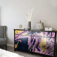 Load image into Gallery viewer, Affinity, abstract painting pink, yellow, black modern design for furniture vinyl wrap cupboards restoration

