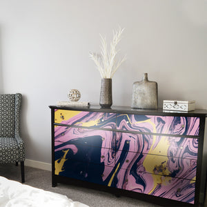 Affinity, abstract painting pink, yellow, black modern design for furniture vinyl wrap cupboards restoration