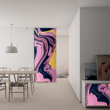 Load image into Gallery viewer, Affinity, abstract painting pink, yellow, black modern design for furniture vinyl wrap tall doors 
