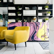 Load image into Gallery viewer, Affinity, abstract painting pink, yellow, black modern design for furniture vinyl wrap cupboards restoration 
