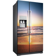 Load image into Gallery viewer, Sunrise beach see American double fridge vinyl wrap sticker  
